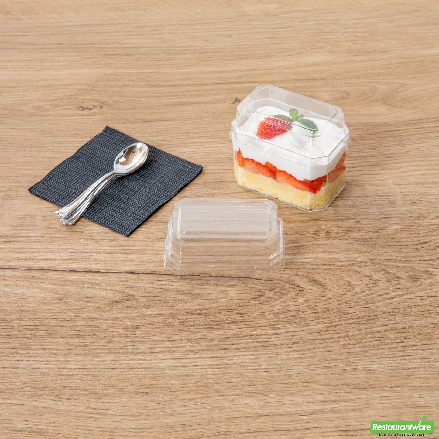 Wholesale Restaurantware Mini Serve Rectangle Clear Plastic Dome Lid - Fits 3 Oz Dessert Cup - 25 Count Box- Bulk