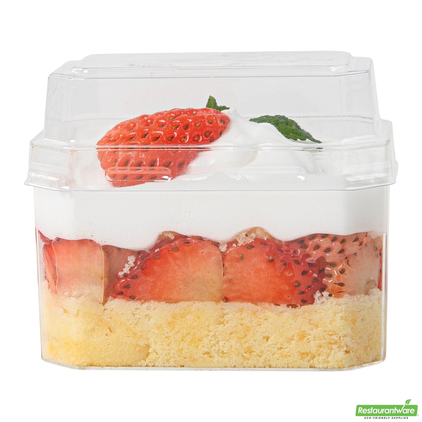 Wholesale Restaurantware Mini Serve Rectangle Clear Plastic Dome Lid - Fits 3 Oz Dessert Cup - 25 Count Box- Bulk