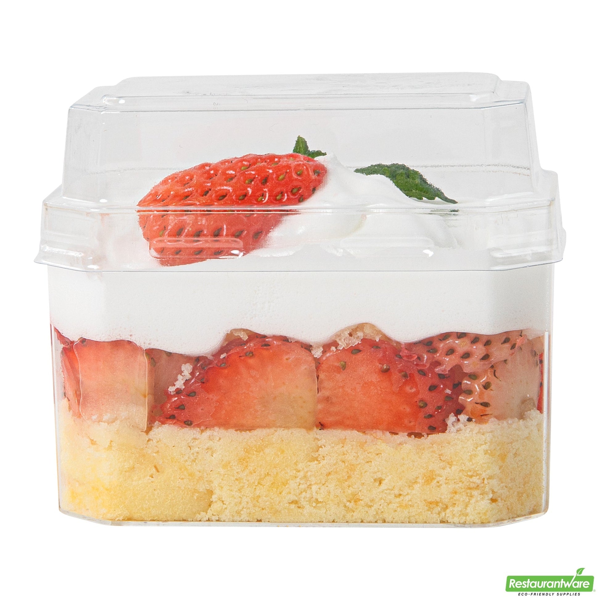 Wholesale Restaurantware Mini Serve Rectangle Clear Plastic Dome Lid - Fits 3 Oz Dessert Cup - 25 Count Box- Bulk