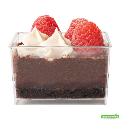 Wholesale Restaurantware Mini Serve 5 Oz Square Clear Plastic Dessert Cup - 2 3/4'' X 2 3/4'' X 1 3/4'' - 100 Count Box- Bulk