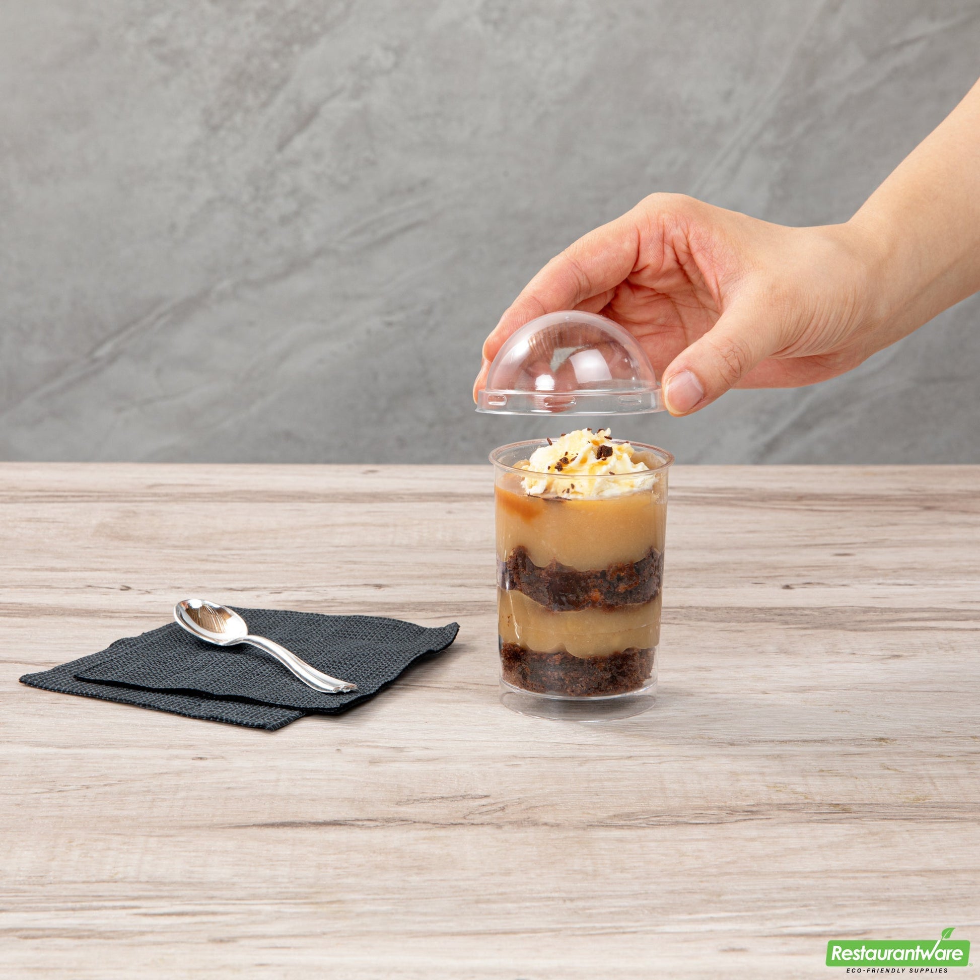 Wholesale Restaurantware Mini Serve Round Clear Plastic Dome Lid - Fits 5 Oz Dessert Cup - 25 Count Box- Bulk