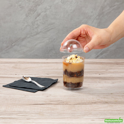 Wholesale Restaurantware Mini Serve Round Clear Plastic Dome Lid - Fits 5 Oz Dessert Cup - 25 Count Box- Bulk