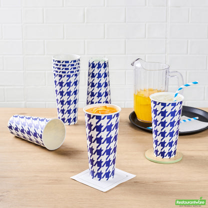 Wholesale Restaurantware RW Base 22 Oz Round White Paper Cold Cup - 3 1/2 X 3 1/2 X 6 3/4 - 500 Count Box- Bulk