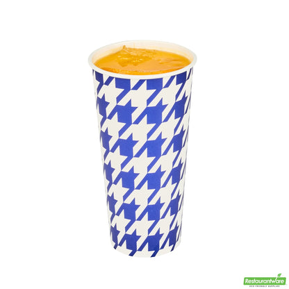 Wholesale Restaurantware RW Base 22 Oz Round White Paper Cold Cup - 3 1/2 X 3 1/2 X 6 3/4 - 25 Count Box- Bulk