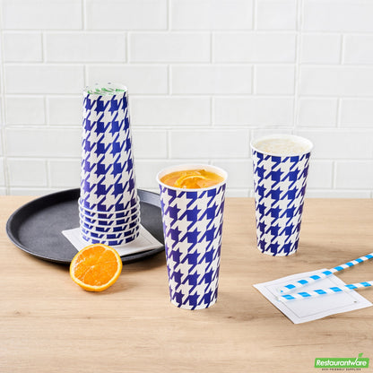 Wholesale Restaurantware RW Base 22 Oz Round White Paper Cold Cup - 3 1/2 X 3 1/2 X 6 3/4 - 25 Count Box- Bulk