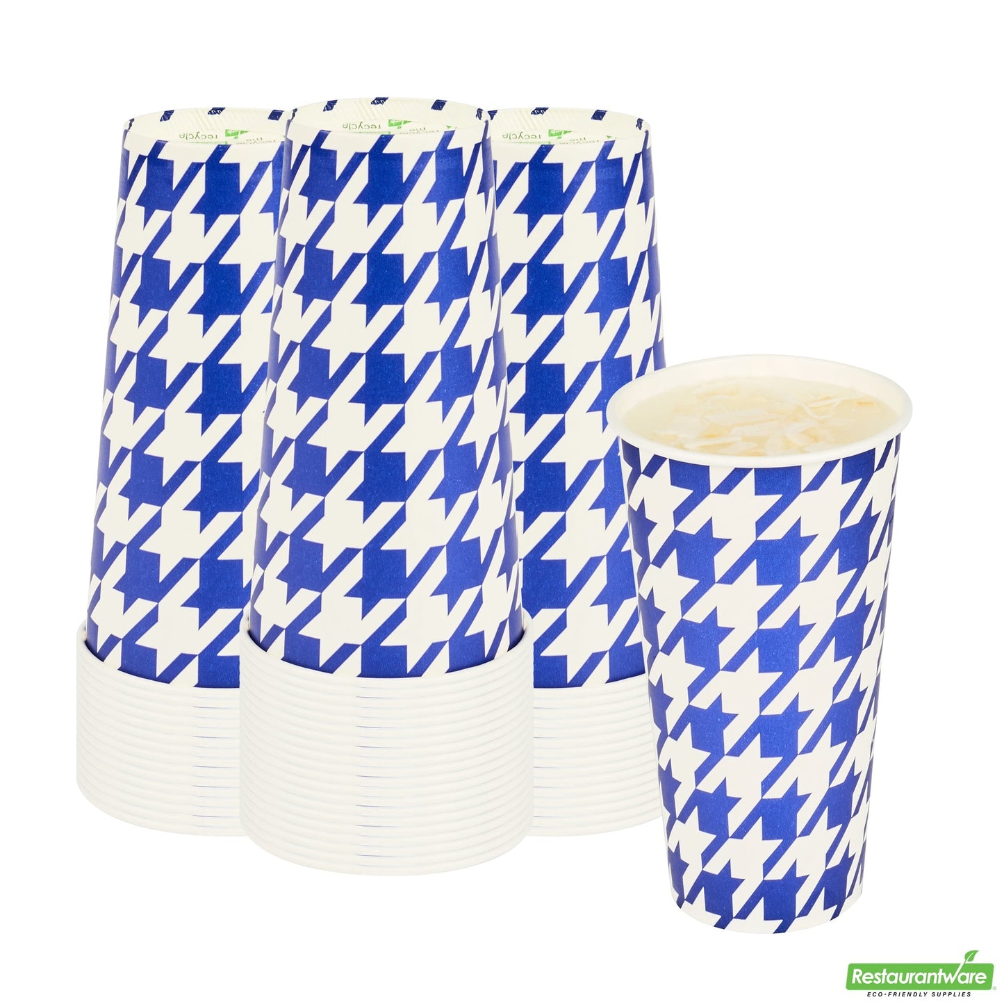 Wholesale Restaurantware RW Base 20 Oz Round White Paper Cold Cup - 3 1/2 X 3 1/2 X 6 1/4 - 25 Count Box- Bulk