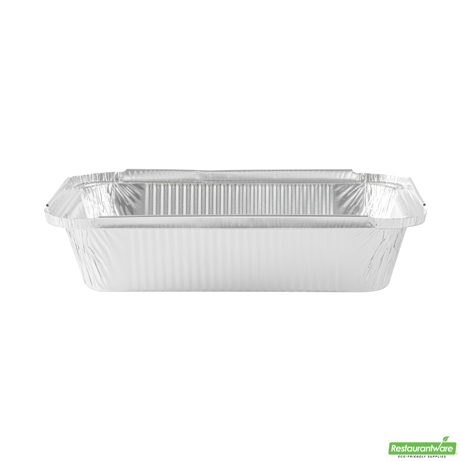 Wholesale Restaurantware Foil Lux 2 1/4 Lb Oblong Aluminum Container - 8 1/2" X 6 1/4" X 1 3/4" - 100 Count Box- Bulk