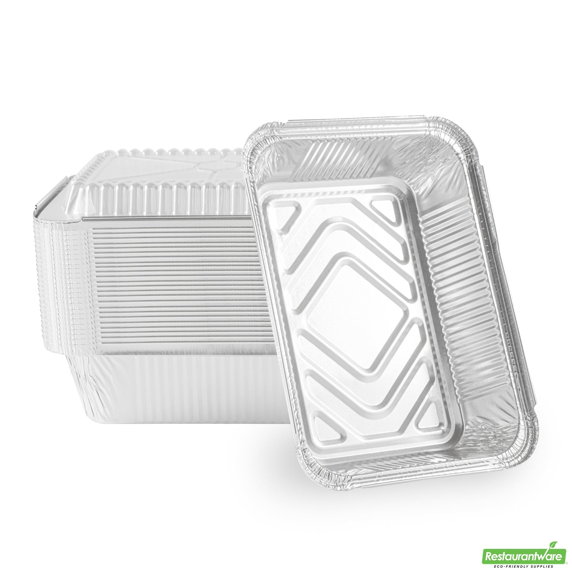 Wholesale Restaurantware Foil Lux 2 1/4 Lb Oblong Aluminum Container - 8 1/2" X 6 1/4" X 1 3/4" - 100 Count Box- Bulk
