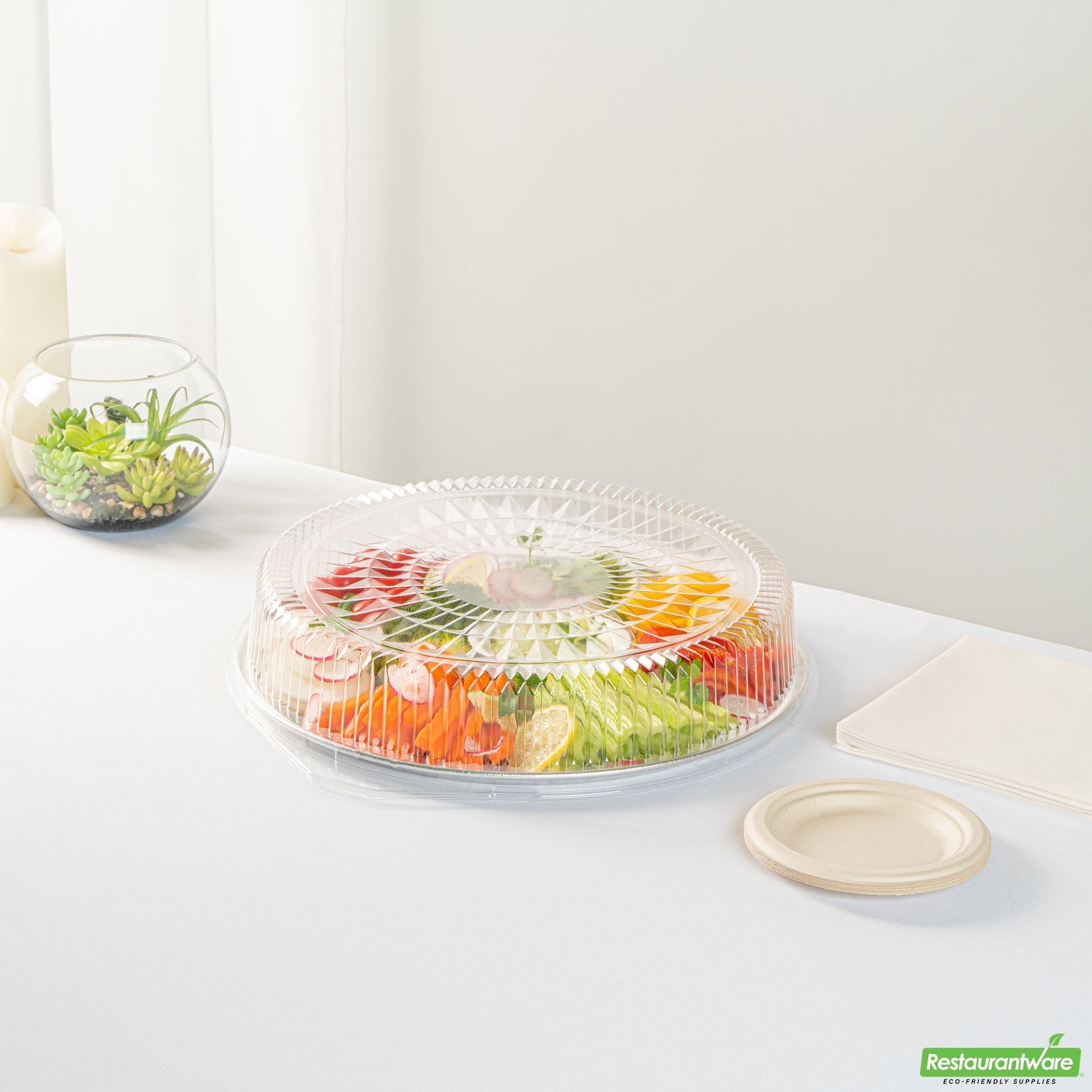 Wholesale Restaurantware Foil Lux Round Clear Plastic Dome Lid - Fits 16" Catering Tray - 20 Count Box- Bulk