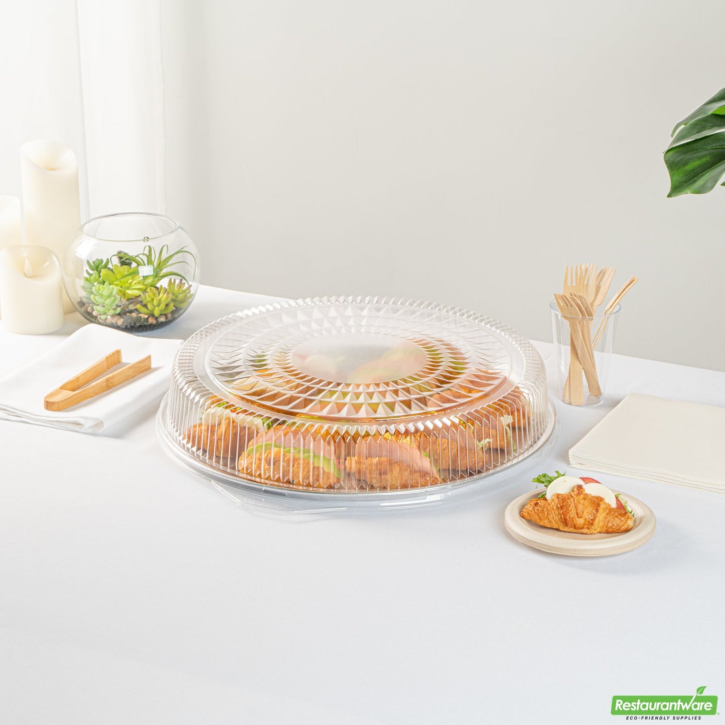 Wholesale Restaurantware Foil Lux Round Clear Plastic Dome Lid - Fits 18" Catering Tray - 20 Count Box- Bulk