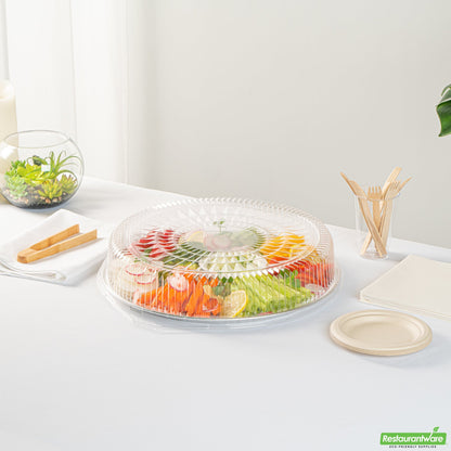 Wholesale Restaurantware Foil Lux Round Clear Plastic Dome Lid - Fits 16 Catering Tray - 10 Count Box- Bulk
