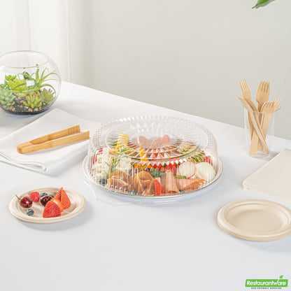 Wholesale Restaurantware Foil Lux Round Clear Plastic Dome Lid - Fits 12 Catering Tray - 10 Count Box- Bulk