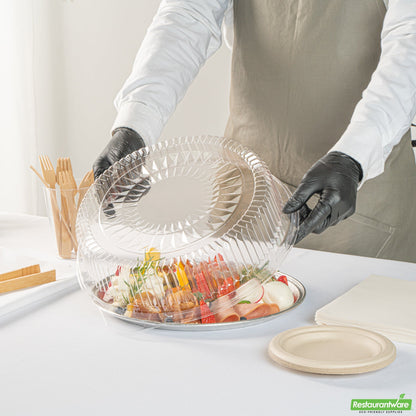 Wholesale Restaurantware Foil Lux Round Clear Plastic Dome Lid - Fits 12 Catering Tray - 10 Count Box- Bulk
