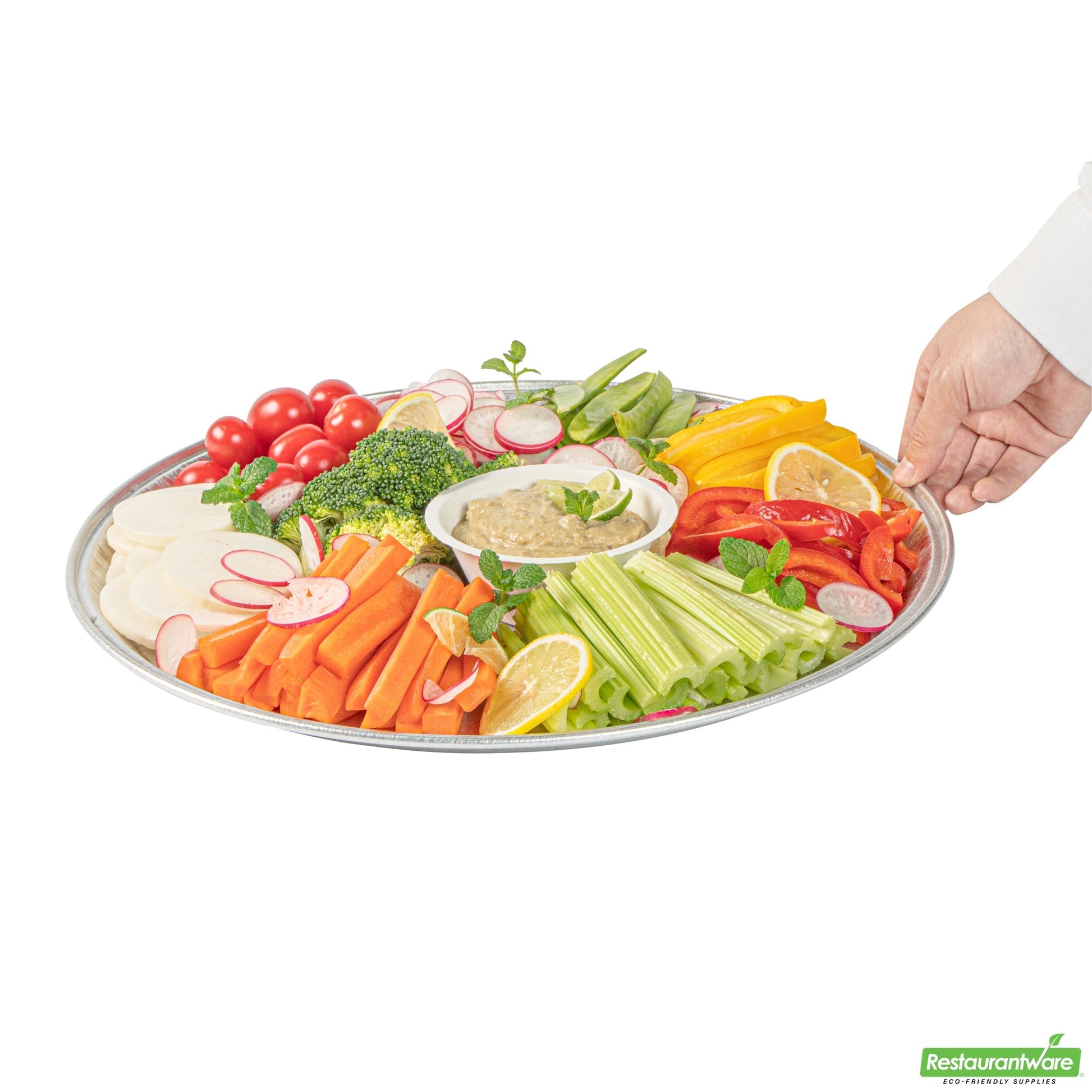 Wholesale Restaurantware Foil Lux Round Aluminum Catering Tray - 16 - 10 Count Box- Bulk