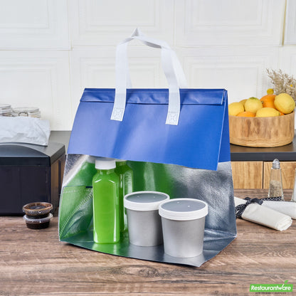 Wholesale Restaurantware Bag Tek Blue Insulated Take Out Bag - Tamper-Evident - 11 3/4 X 7 3/4 X 12 1/2 - 100 Count Box- Bulk