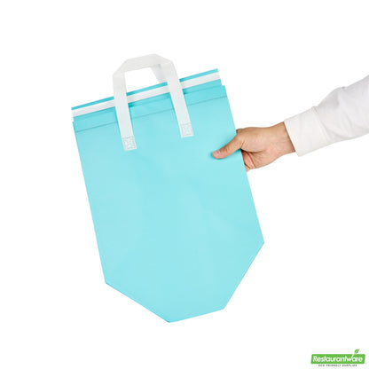 Wholesale Restaurantware Bag Tek Teal Insulated Take Out Bag - Tamper-Evident - 11 3/4 X 7 3/4 X 12 1/2 - 25 Count Box- Bulk