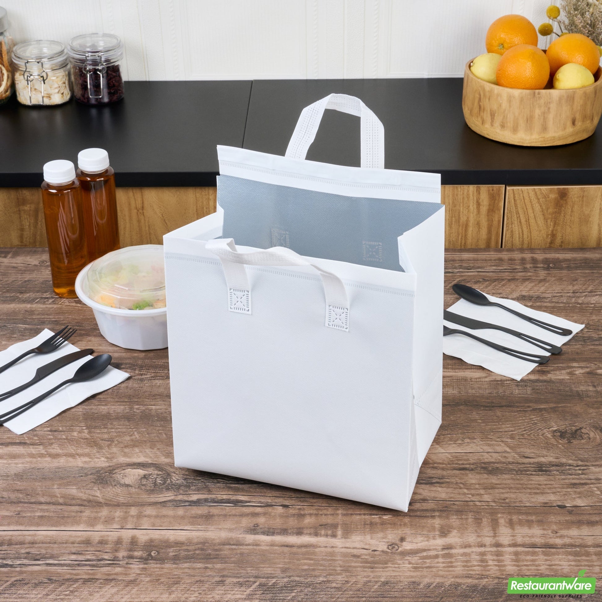 Wholesale Restaurantware Bag Tek White Insulated Take Out Bag - Tamper-Evident - 10 1/4 X 6 3/4 X 11 - 100 Count Box- Bulk