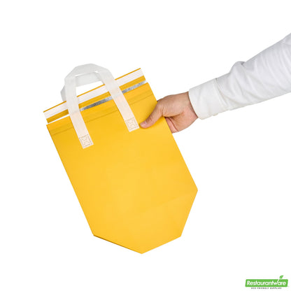 Wholesale Restaurantware Bag Tek Yellow Insulated Take Out Bag - Tamper-Evident - 9 1/2 X 6 X 10 1/4 - 100 Count Box- Bulk