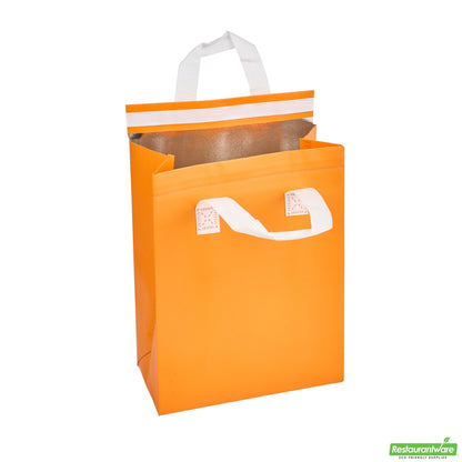 Wholesale Restaurantware Bag Tek Orange Insulated Take Out Bag - Tamper-Evident - 8 1/4 X 4 1/4 X 10 3/4 - 25 Count Box- Bulk