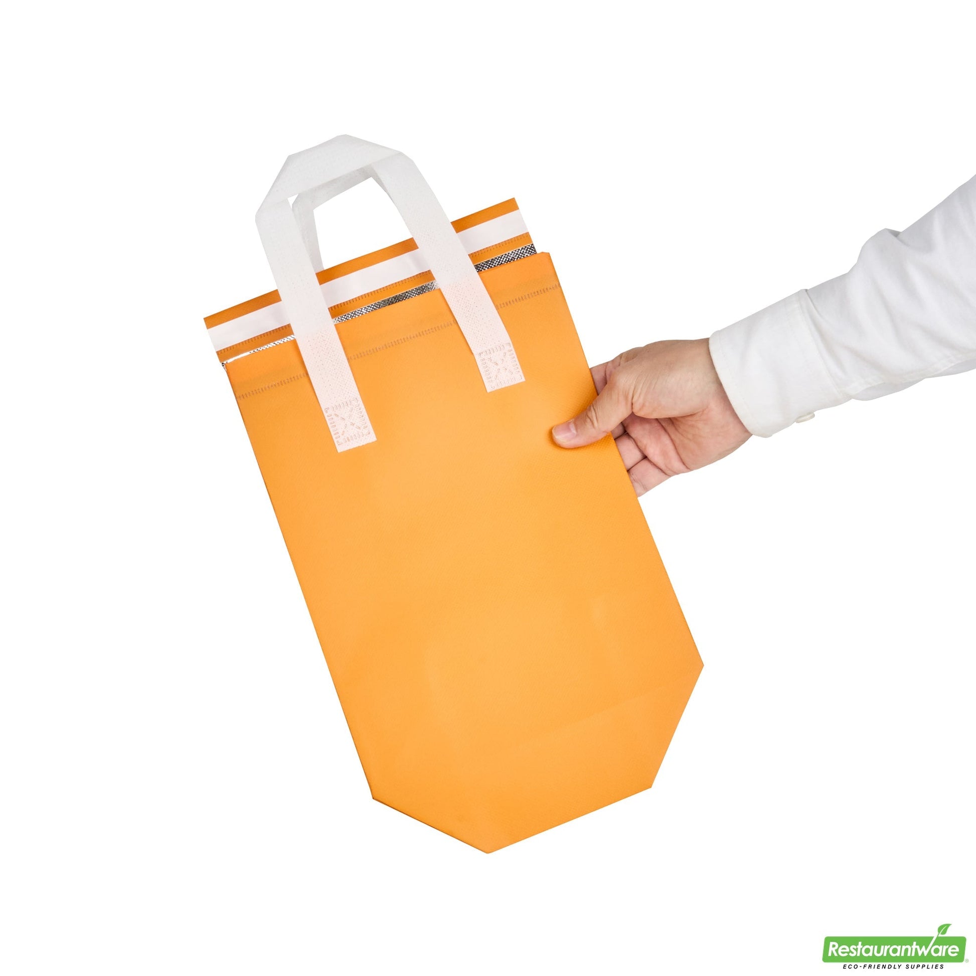 Wholesale Restaurantware Bag Tek Orange Insulated Take Out Bag - Tamper-Evident - 8 1/4 X 4 1/4 X 10 3/4 - 25 Count Box- Bulk