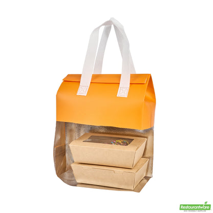 Wholesale Restaurantware Bag Tek Orange Insulated Take Out Bag - Tamper-Evident - 8 1/4 X 4 1/4 X 10 3/4 - 25 Count Box- Bulk