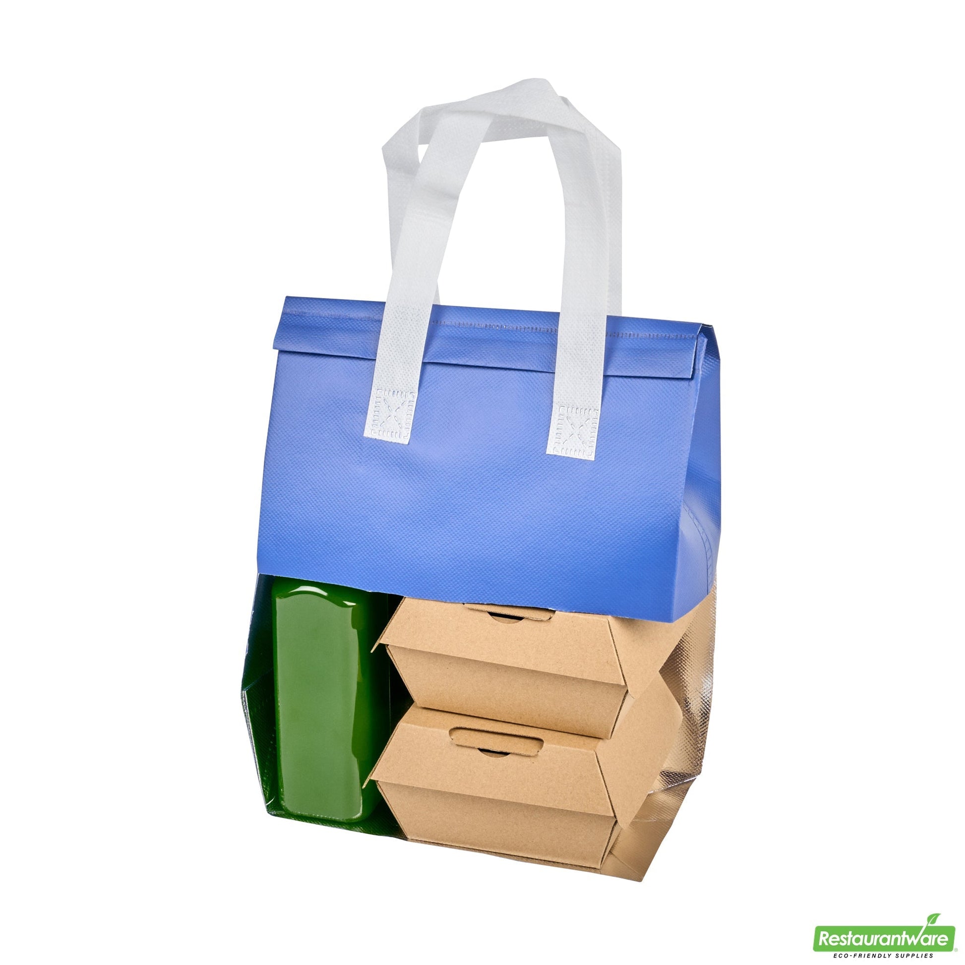 Wholesale Restaurantware Bag Tek Blue Insulated Take Out Bag - Tamper-Evident - 8 1/4 X 4 1/4 X 10 3/4 - 100 Count Box- Bulk