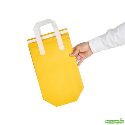 Wholesale Restaurantware Bag Tek Yellow Insulated Take Out Bag - Tamper-Evident - 8 1/4 X 4 1/4 X 10 3/4 - 100 Count Box- Bulk