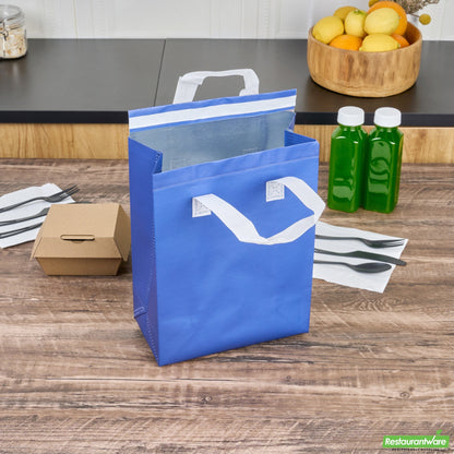 Wholesale Restaurantware Bag Tek Blue Insulated Take Out Bag - Tamper-Evident - 8 1/4 X 4 1/4 X 10 3/4 - 25 Count Box- Bulk
