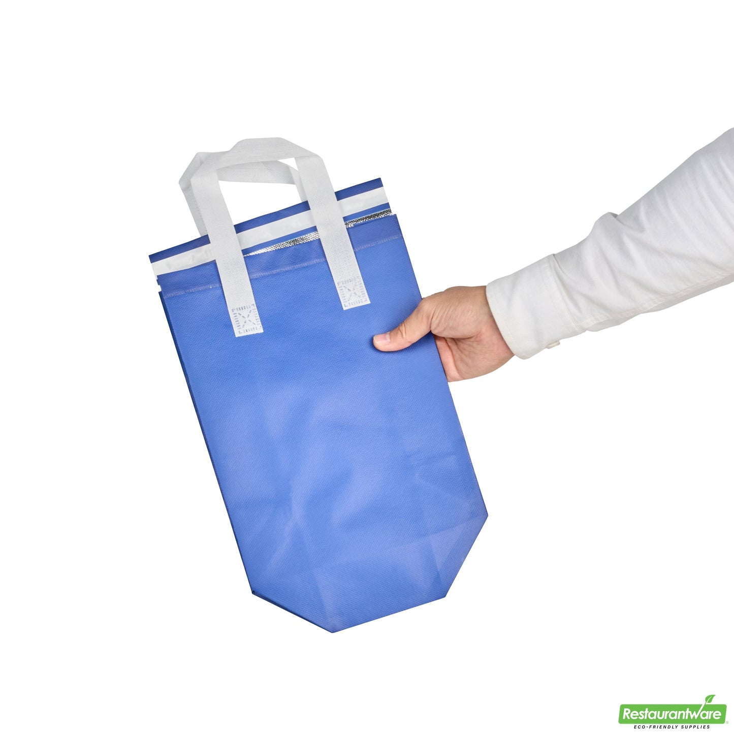 Wholesale Restaurantware Bag Tek Blue Insulated Take Out Bag - Tamper-Evident - 8 1/4 X 4 1/4 X 10 3/4 - 25 Count Box- Bulk