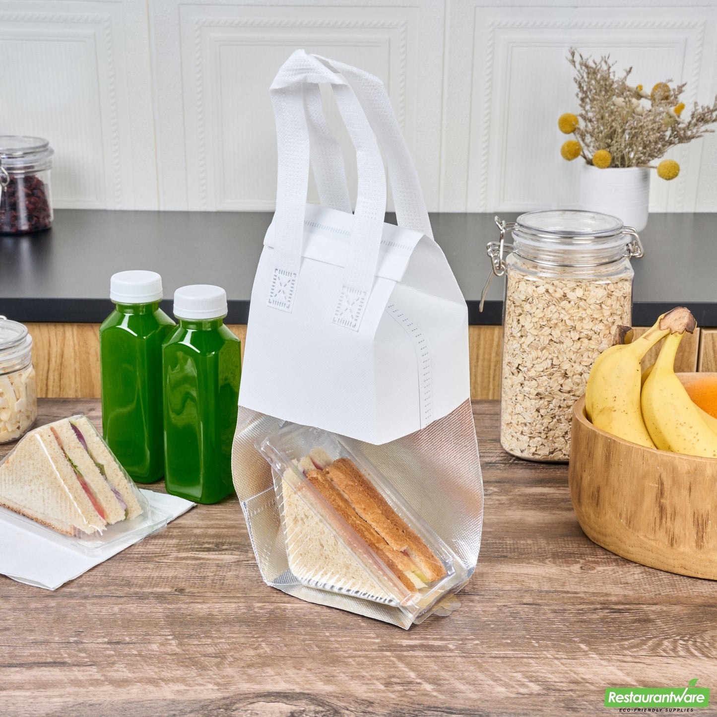Wholesale Restaurantware Bag Tek White Insulated Take Out Bag - Tamper-Evident - 4 3/4 X 4 X 11 - 100 Count Box- Bulk