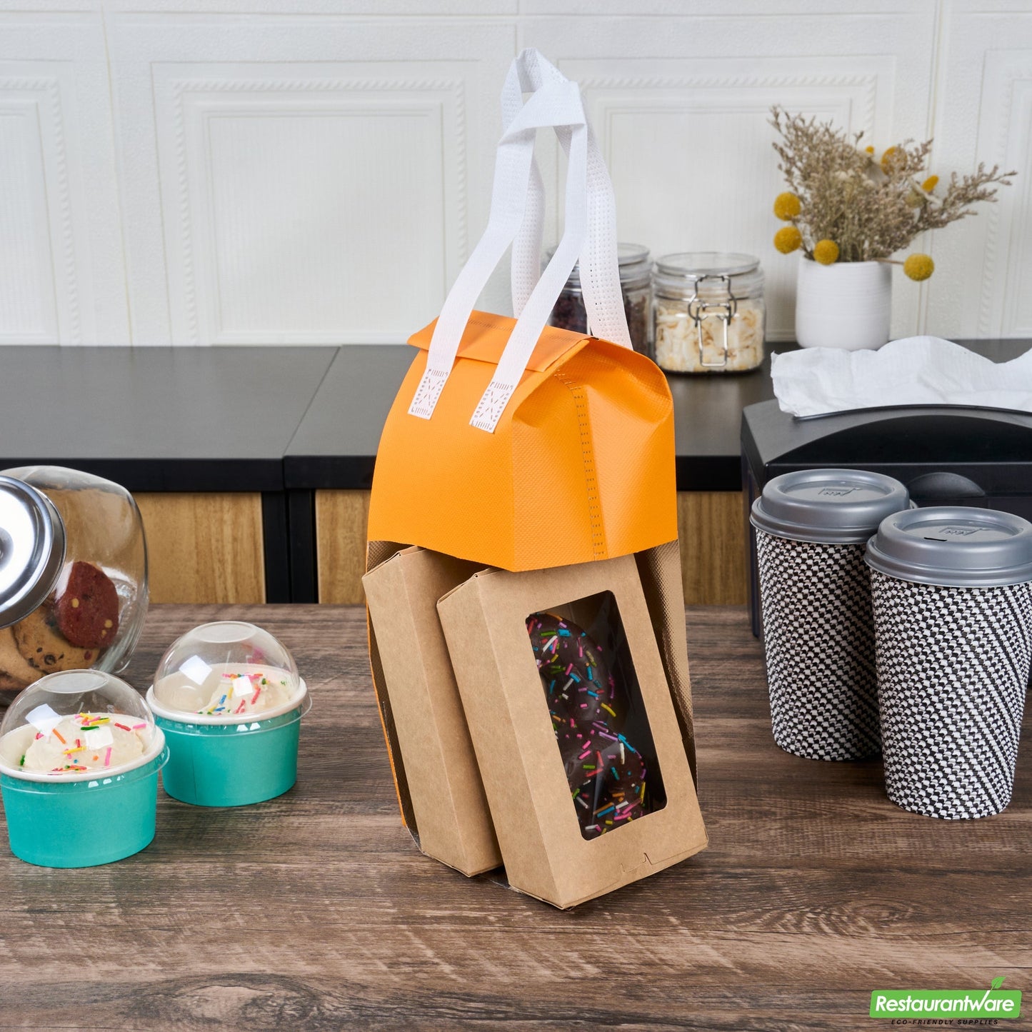 Wholesale Restaurantware Bag Tek Orange Insulated Take Out Bag - Tamper-Evident - 4 3/4 X 4 X 11 - 25 Count Box- Bulk