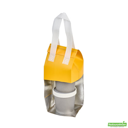 Wholesale Restaurantware Bag Tek Yellow Insulated Take Out Bag - Tamper-Evident - 4 3/4 X 4 X 11 - 25 Count Box- Bulk