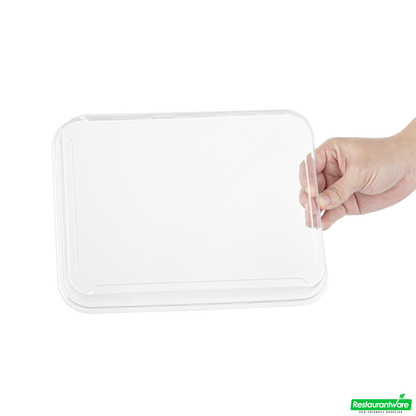 Wholesale Restaurantware Rectangle Clear Plastic Lid - Fits 78 Oz Serving Container - 10.2" X 7.8" X 1.3"- Bulk