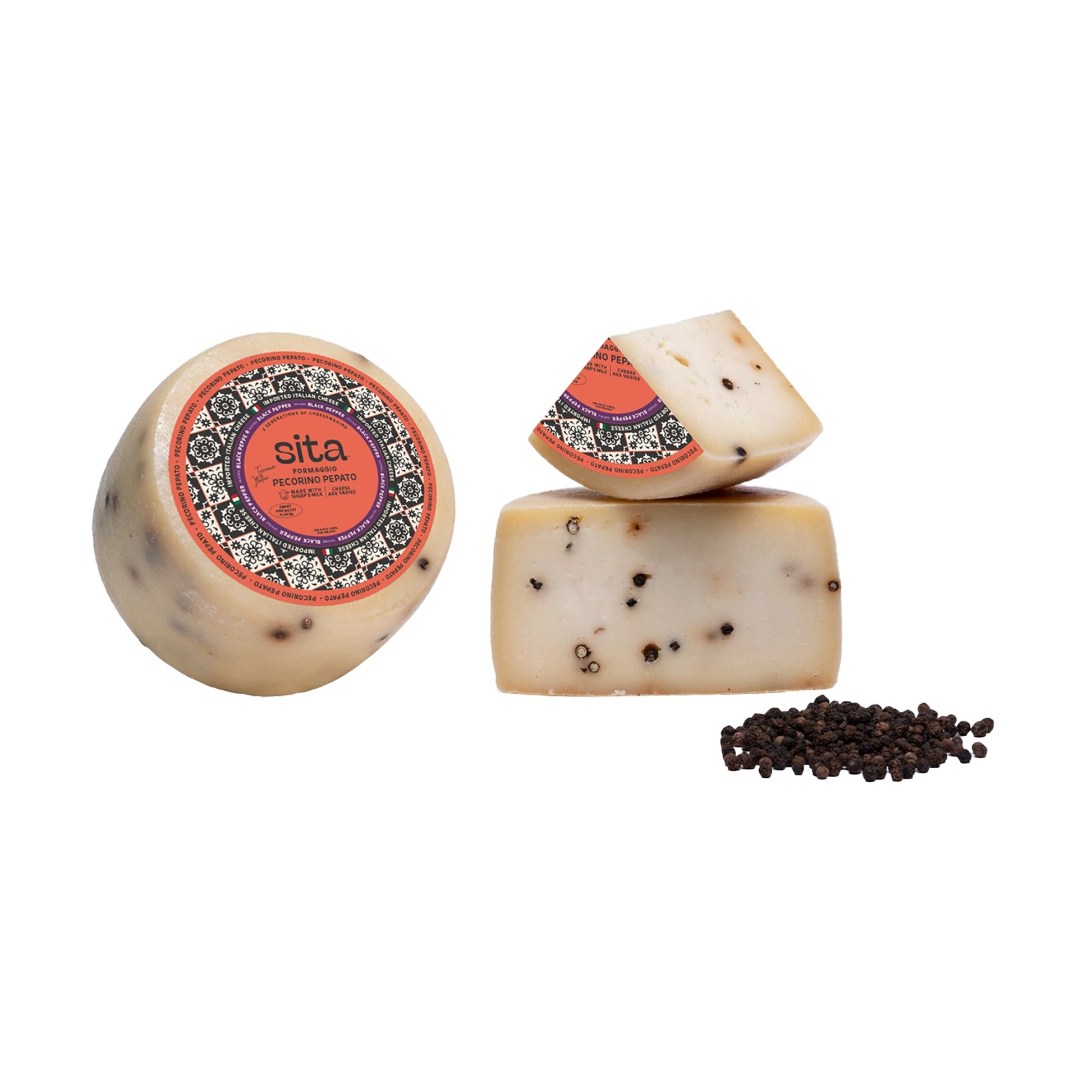 Wholesale Sita Formaggio Pepato Pecorino Toscano Cheese 2.20lb- Bulk