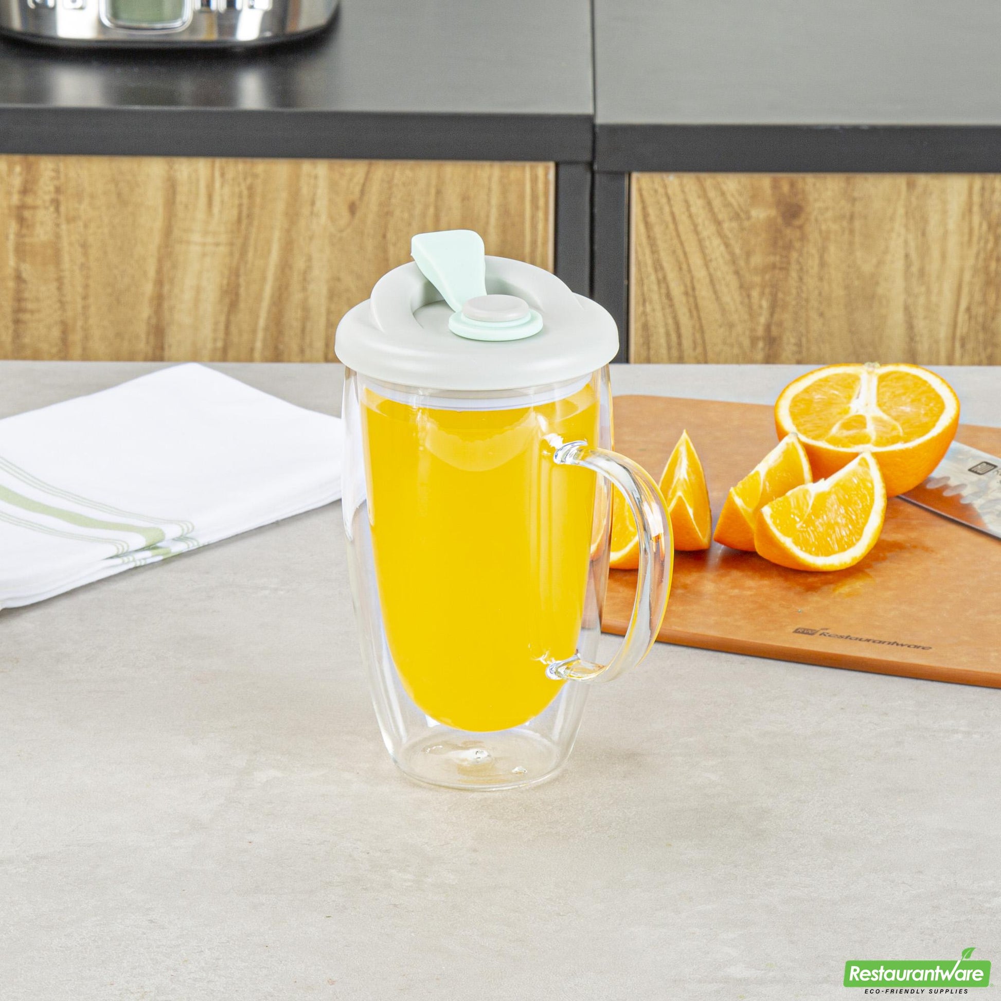 Wholesale Restaurantware 15 Oz Glass Travel Mug - Double Wall, Borosilicate- Bulk