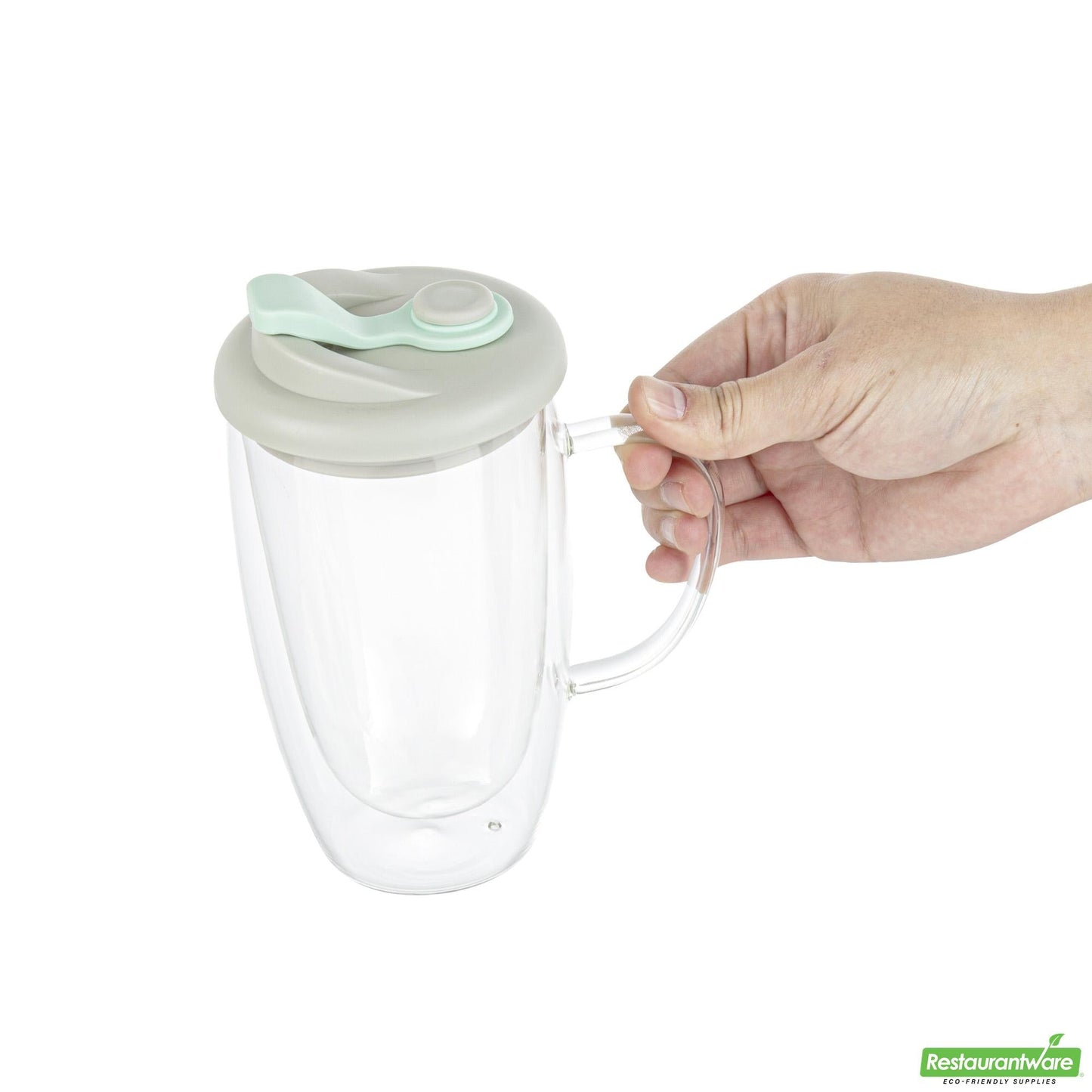 Wholesale Restaurantware 15 Oz Glass Travel Mug - Double Wall, Borosilicate- Bulk