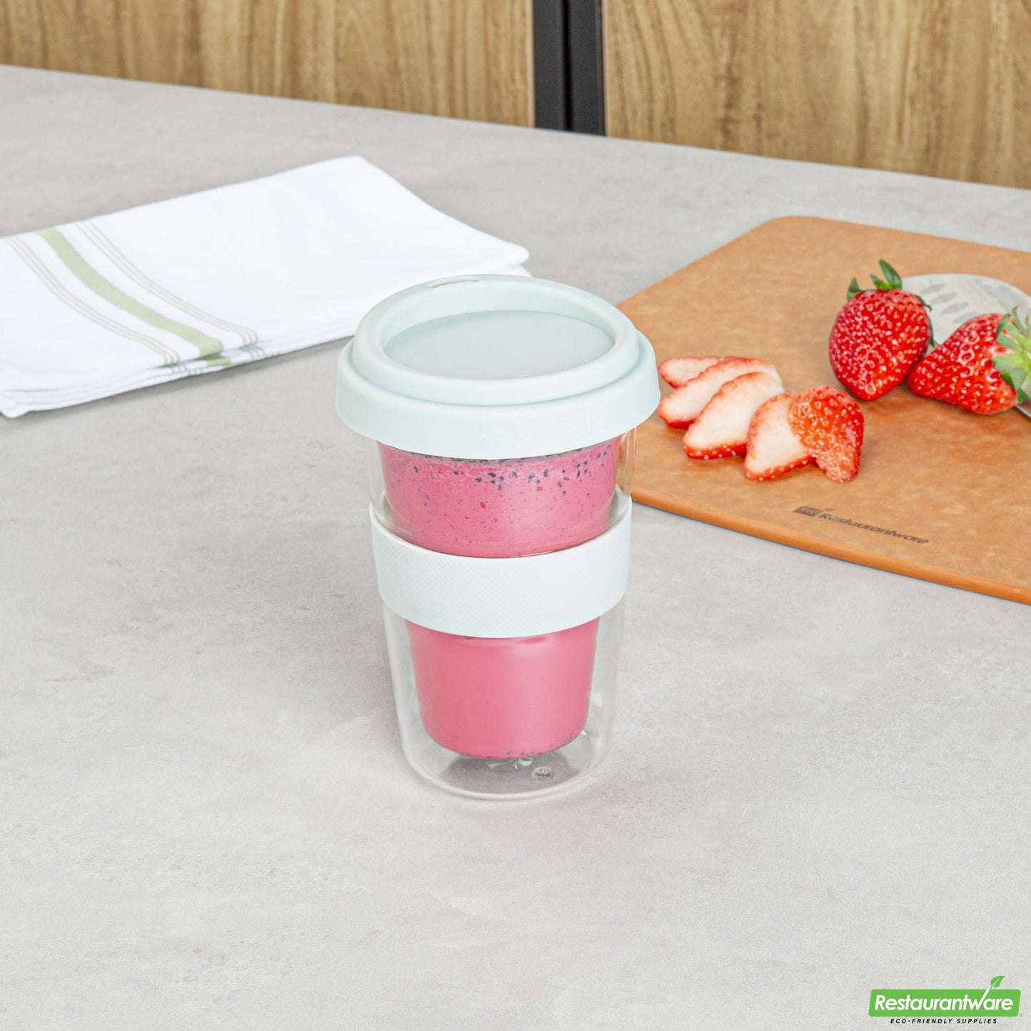 Wholesale Restaurantware 14 Oz Glass Travel Mug - Double Wall, Borosilicate- Bulk
