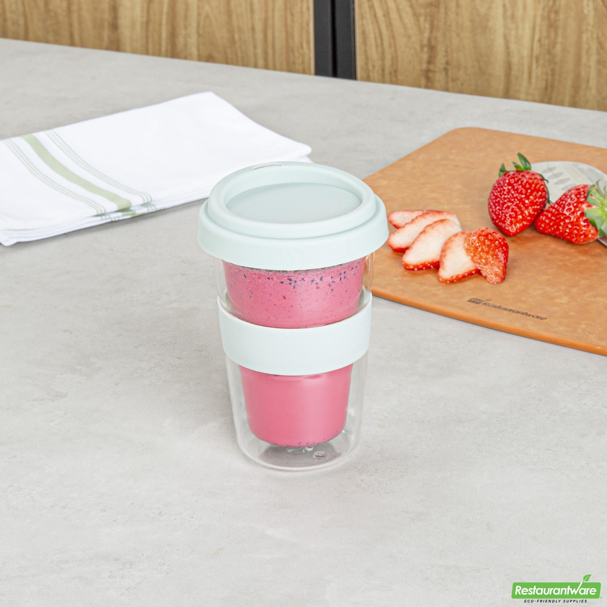 Wholesale Restaurantware 14 Oz Glass Travel Mug - Double Wall, Borosilicate- Bulk