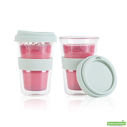 Wholesale Restaurantware 14 Oz Glass Travel Mug - Double Wall, Borosilicate- Bulk