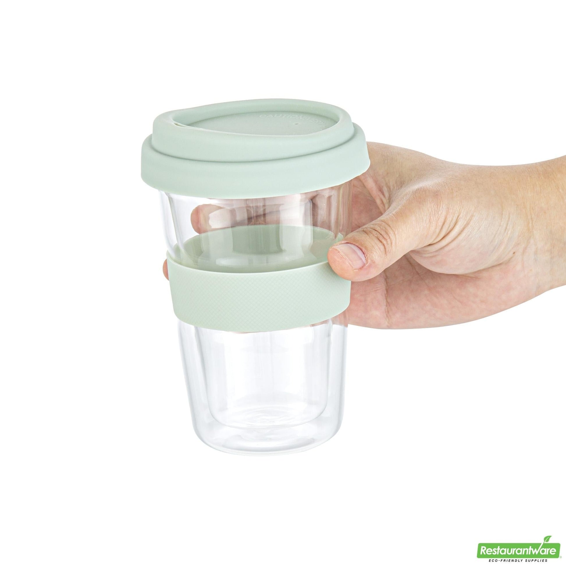 Wholesale Restaurantware 14 Oz Glass Travel Mug - Double Wall, Borosilicate- Bulk