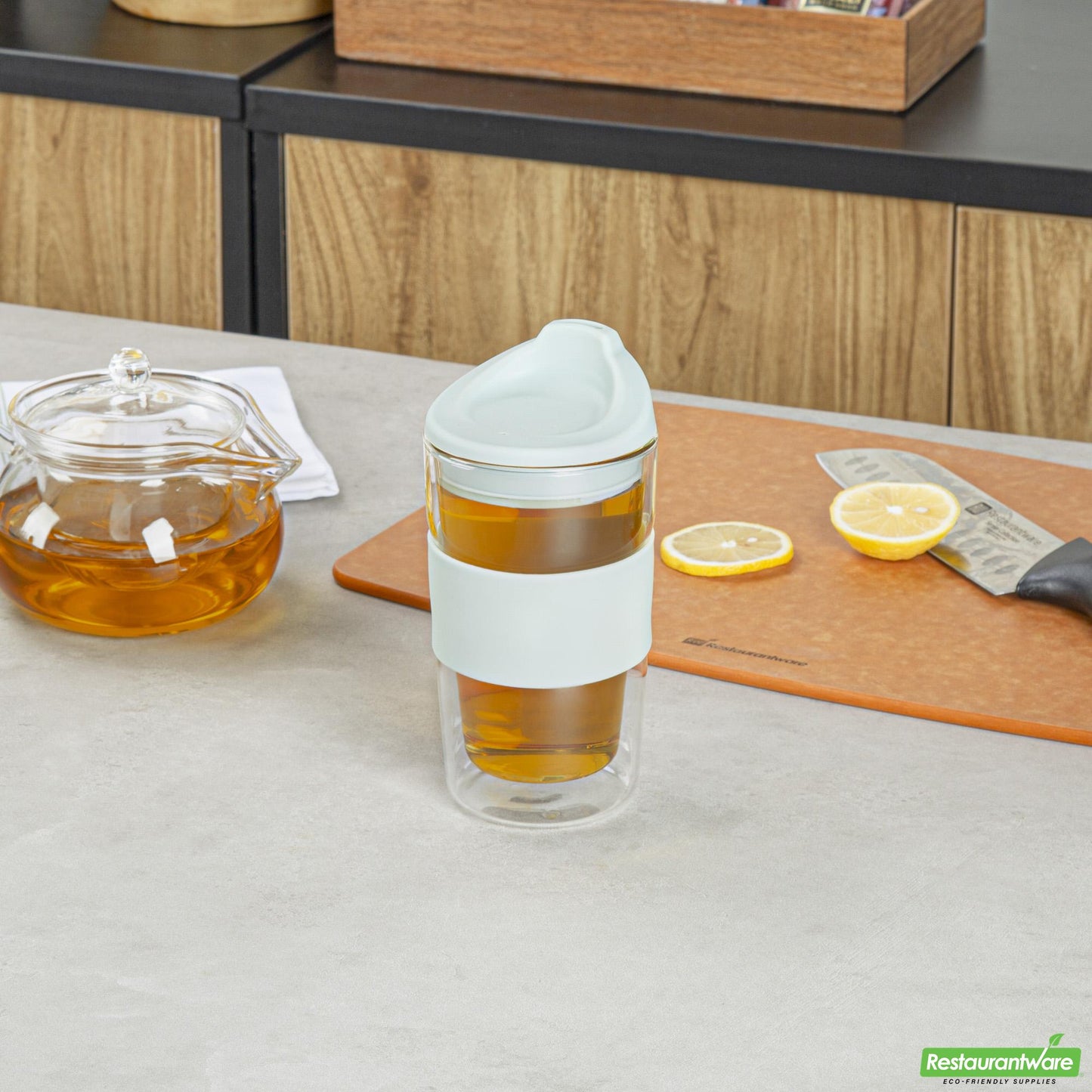 Wholesale Restaurantware 12 Oz Glass Travel Mug - Double Wall, Borosilicate- Bulk