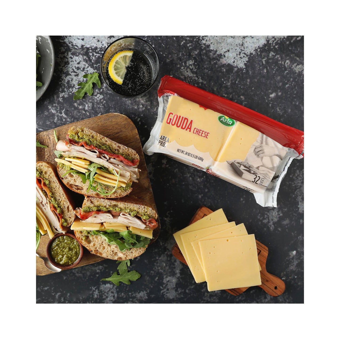 Wholesale ARLA Sliced Gouda 24oz- Bulk
