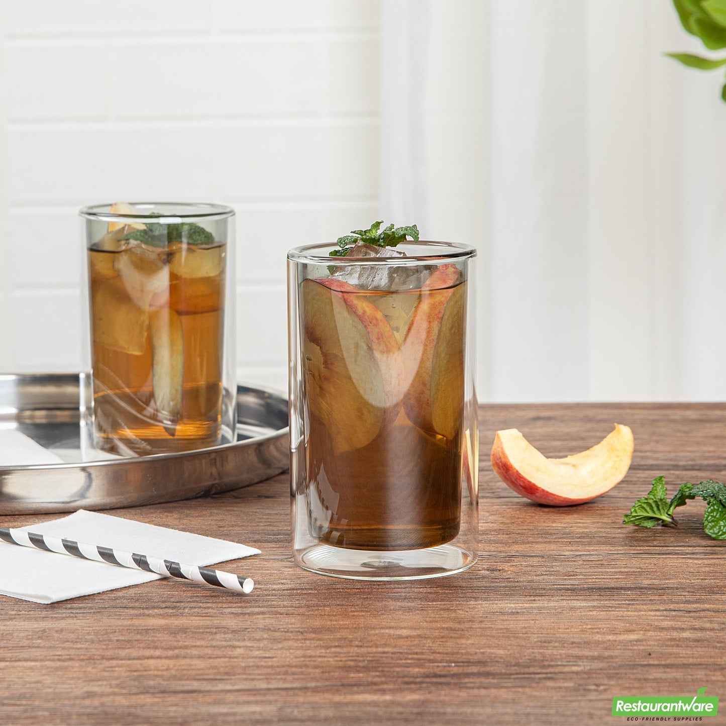 Wholesale Restaurantware 14 Oz Gray Glass Tumbler - Double Wall, Borosilicate - 3.2" X 3.2" X 5.3"- Bulk