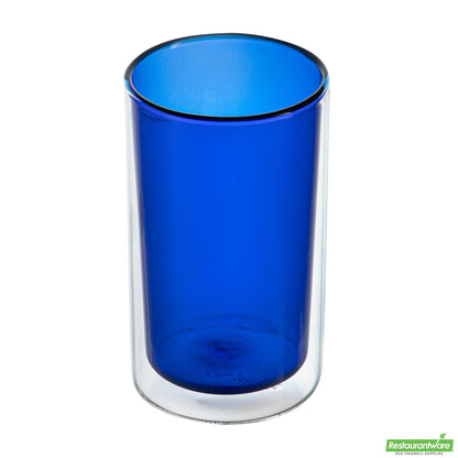 Wholesale Restaurantware 14 Oz Blue Glass Tumbler - Double Wall, Borosilicate - 3.2" X 3.2" X 5.3"- Bulk