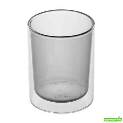 Wholesale Restaurantware 9 Oz Gray Glass Tumbler - Double Wall, Borosilicate - 3.2" X 3.2" X 3.9"- Bulk