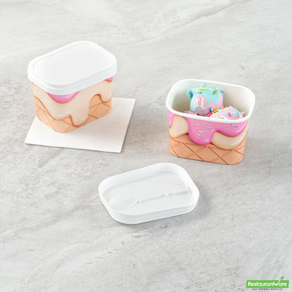 Wholesale Restaurantware Square White Plastic Lid - Fits 7 and 12 Oz to Go Cup, with Spoon - 3.2" X 3.2" X 4.2"- Bulk