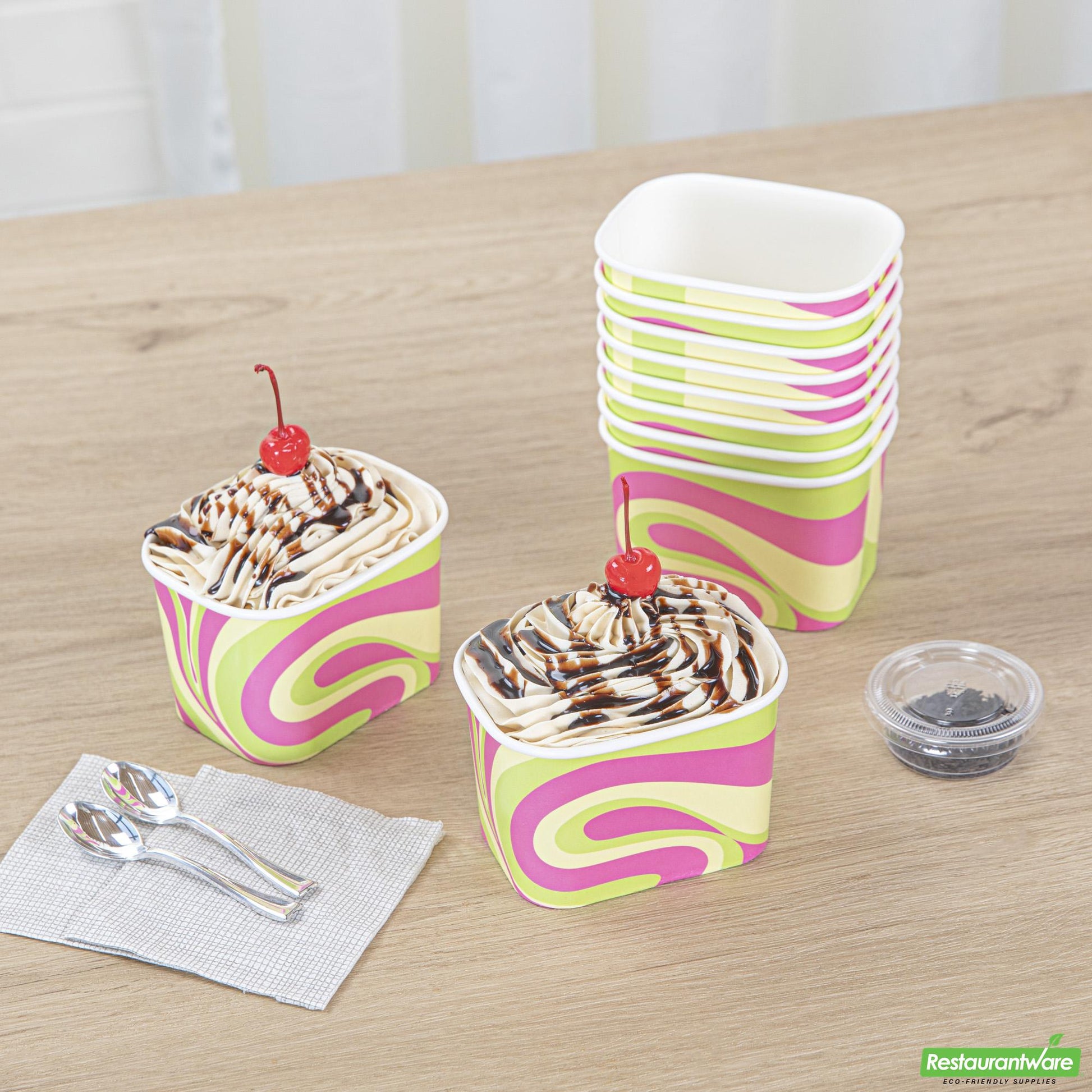 Wholesale Restaurantware Cup Tg Sqr Pstl Grv Ppr 12z- Bulk