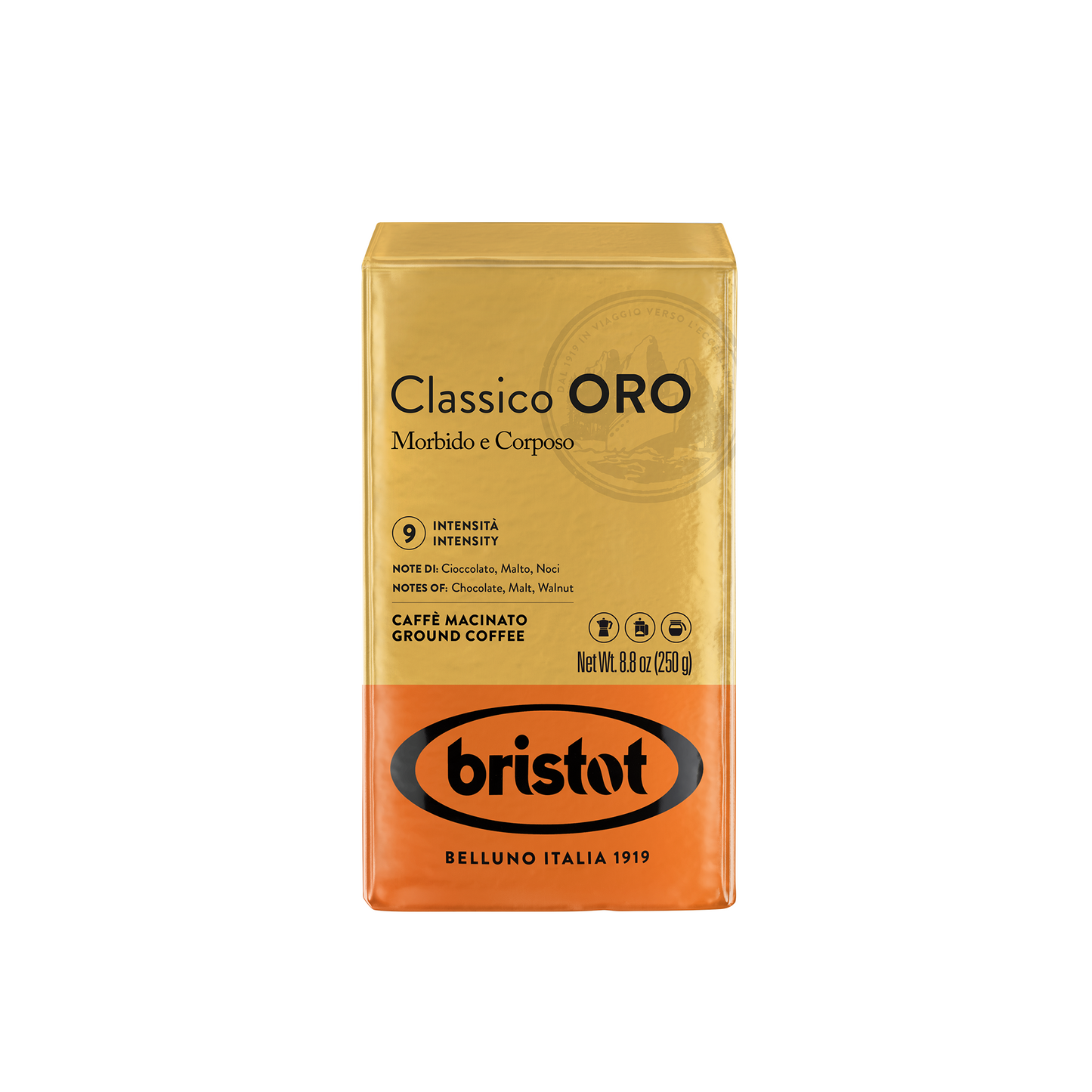 Wholesale Caffe Bristot Coffee Classico Oro Ground 8.8oz- Bulk