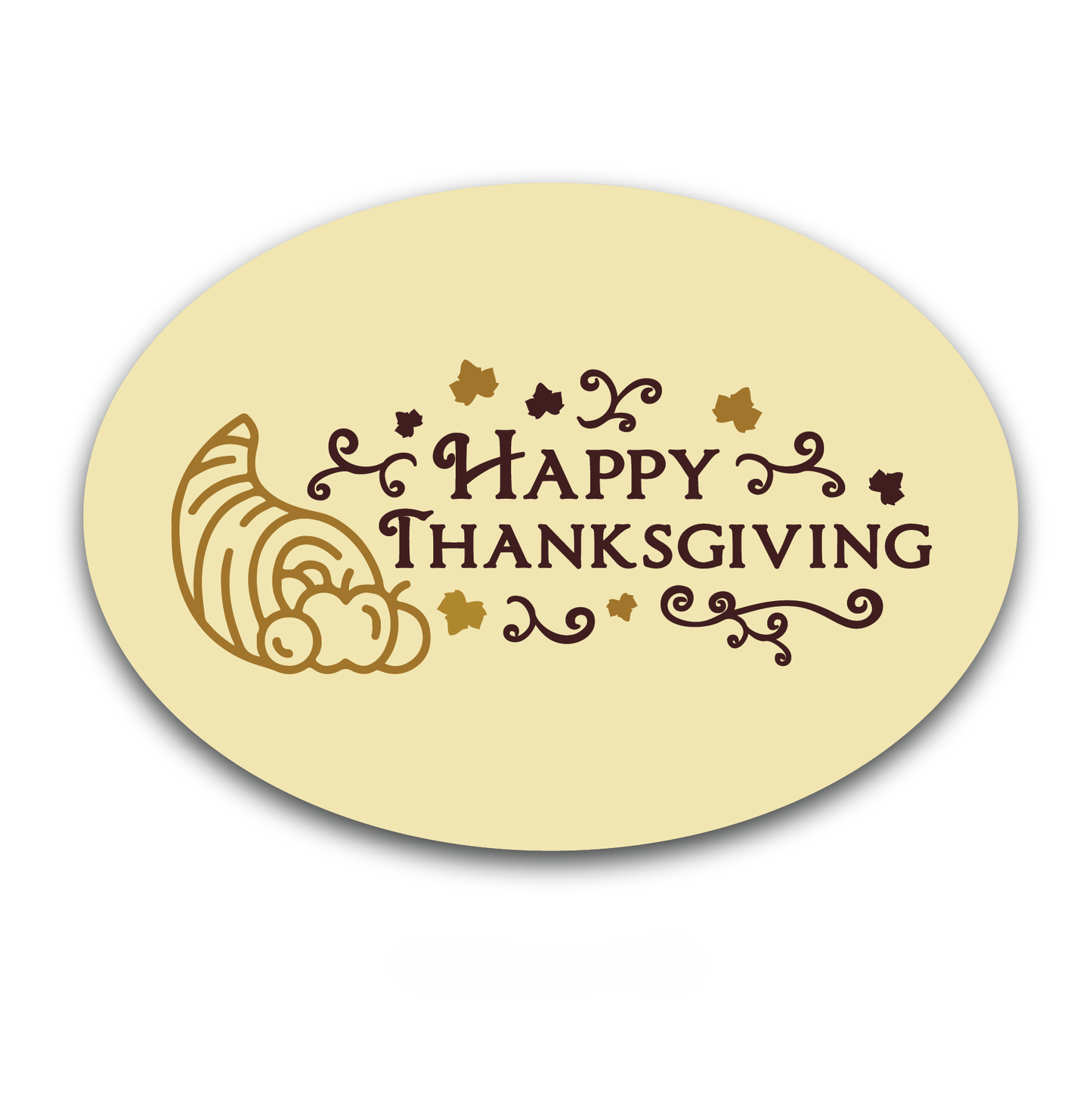 Wholesale Sweet Swiss Confections Happy Thanksgiving Cornucopia Oval White Chocolate Holiday Décor- Bulk
