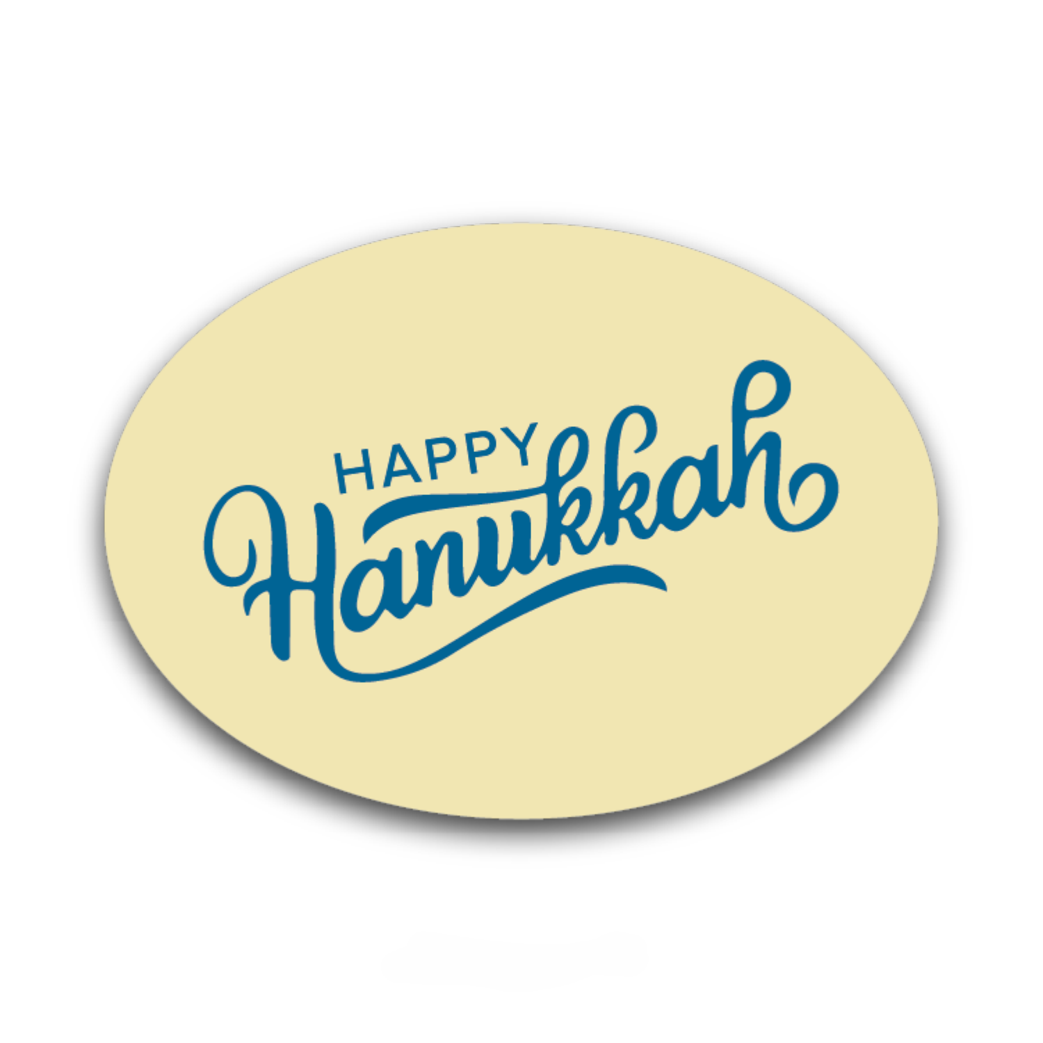 Wholesale Sweet Swiss Confections Happy Hanukkah Oval Script White Chocolate Holiday Décor- Bulk